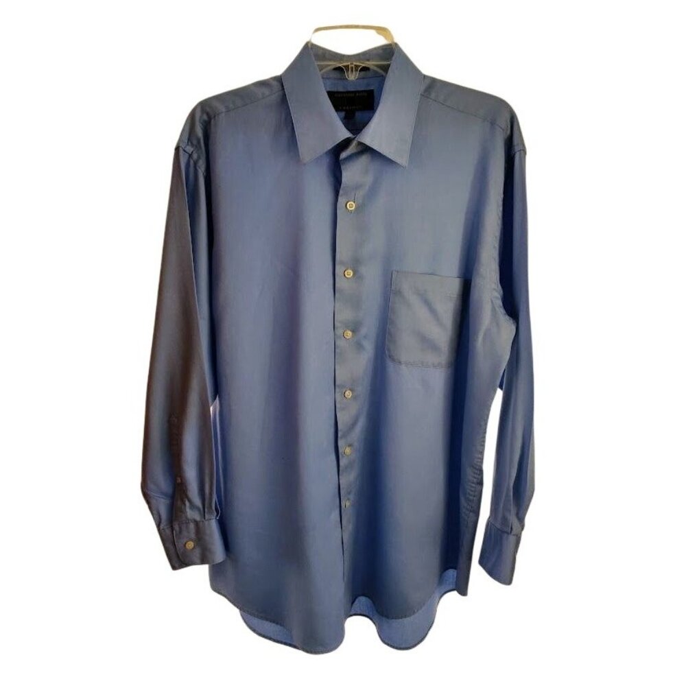 Vintage 1990s Alexander Julian Colours Blue Sateen Dress Shirt Men’s 16–16.5 L